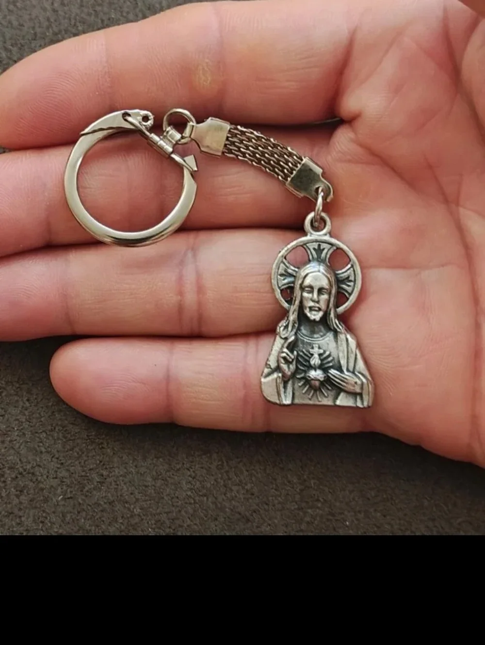 1960s/70s Sacred Heart of Jesus Pewter Keychain